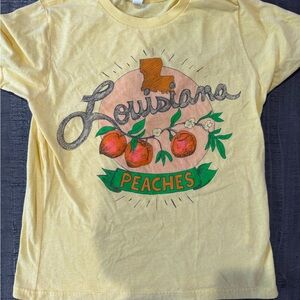 Mr P’s T’s Louisiana Yellow T-Shirt with Peaches Design